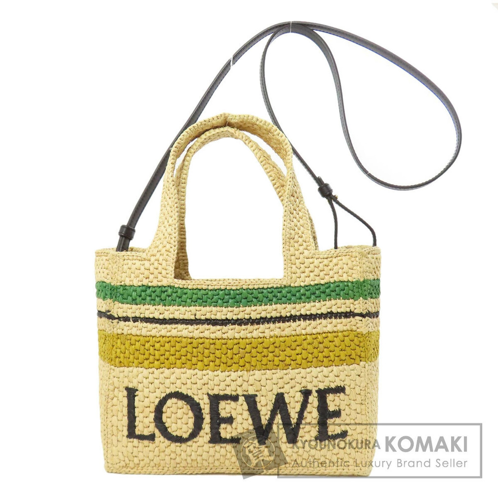 Loewe Font Tote Handbag Raffia